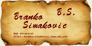 Branko Simaković vizit kartica